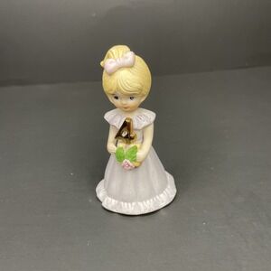 Vintage 1981 Enesco Growing Up Birthday Girl‎ Blonde Hair Pink Dress Age 4